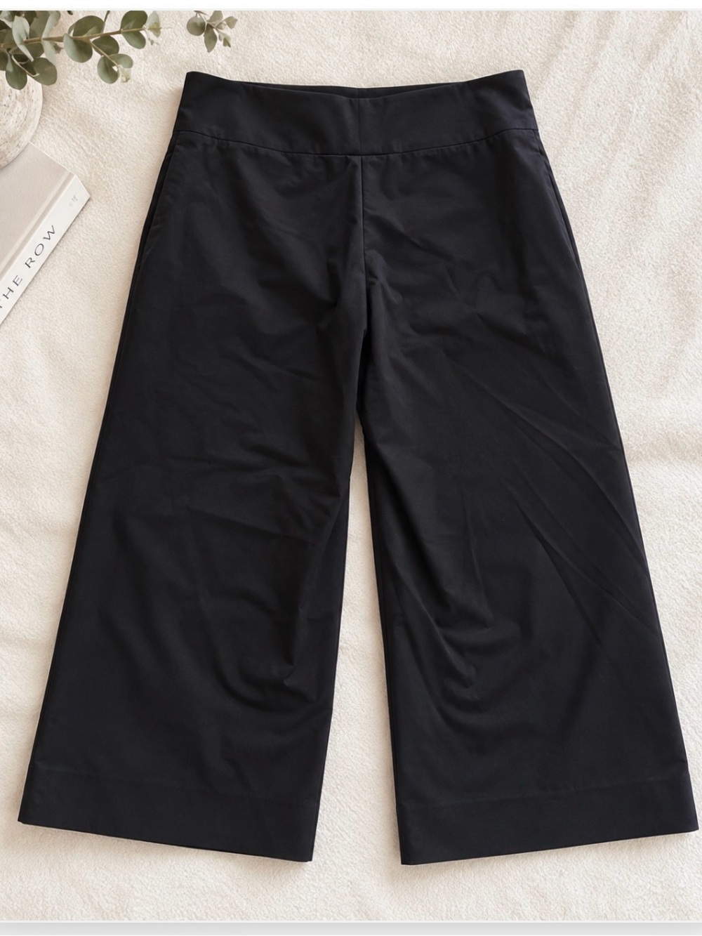 The Row Black Cropped Wide Leg Cotton Trousers Size 6 Made in USA